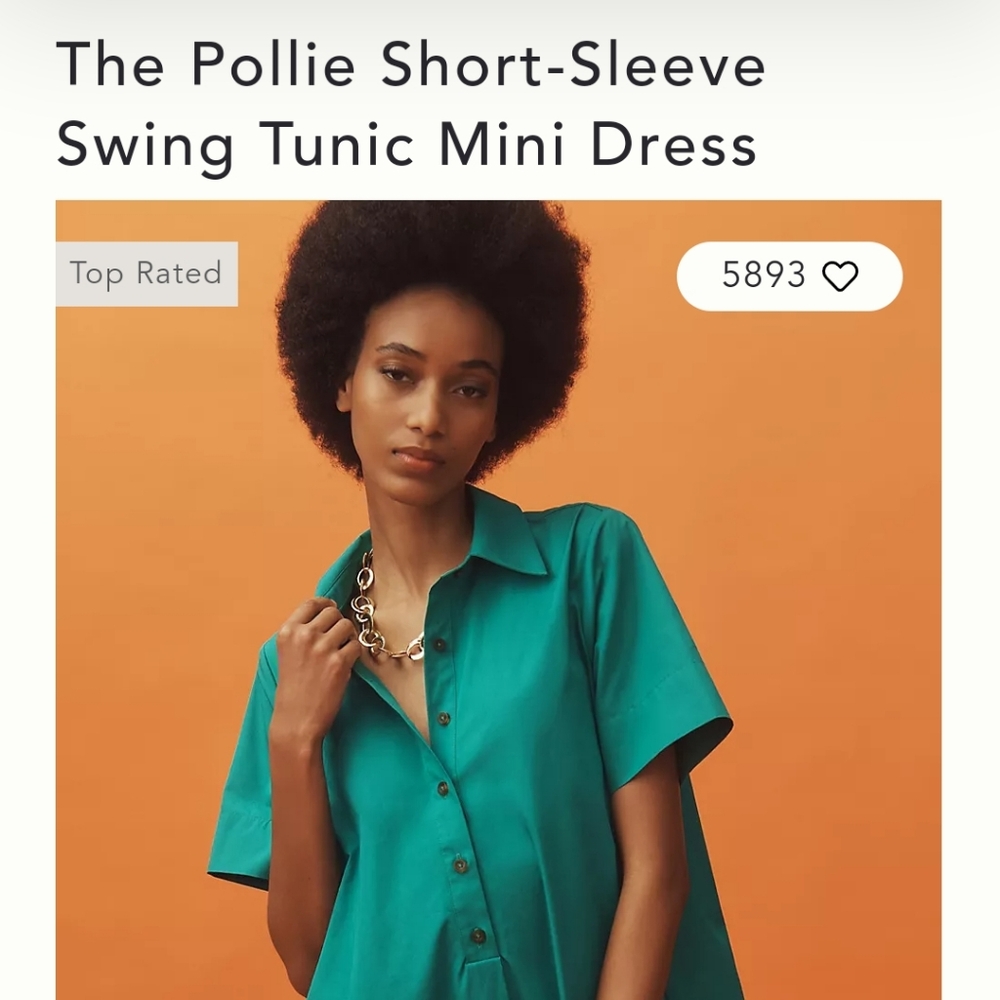 NWT Anthropologie L The Pollie Short-Sleeve Swing Tunic Mini Dress